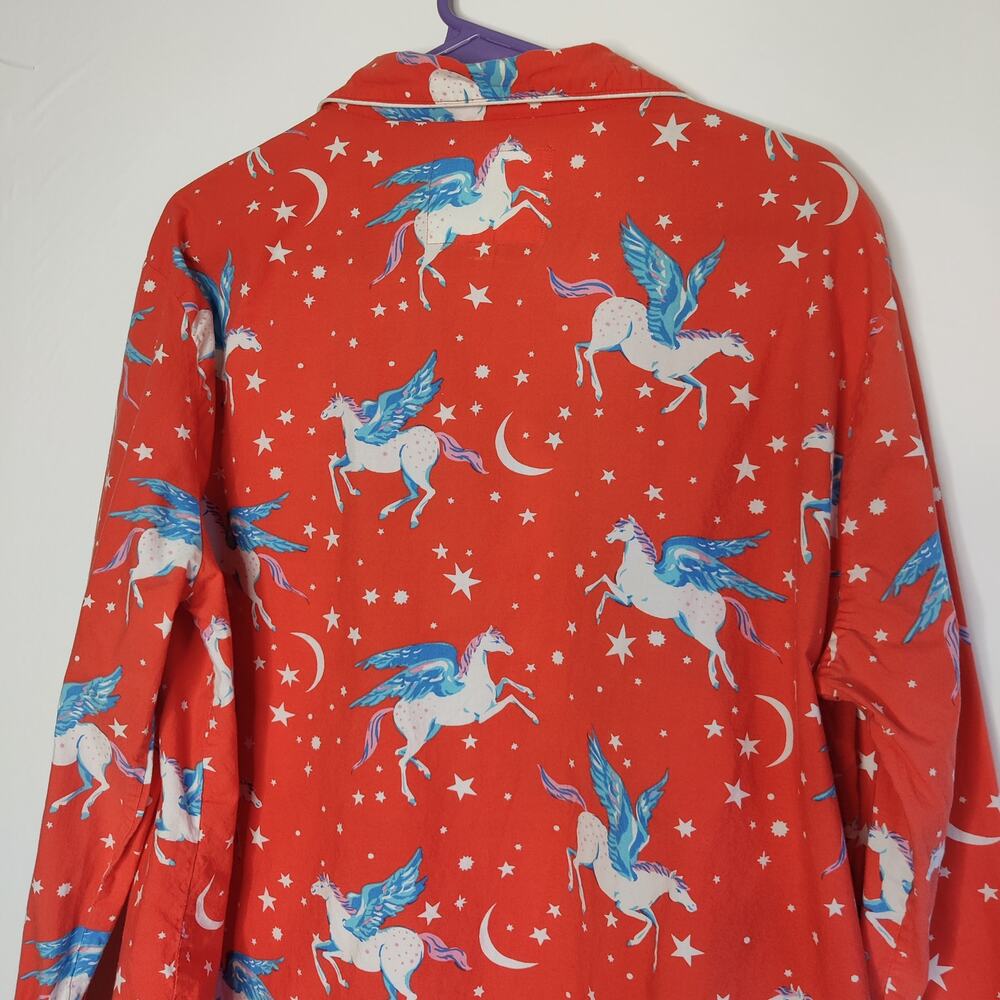 Print Fresh Moon Flight Pegasus Winged Horse Long Sleeve Pajama Set Large Coral - Picture 7 of 16